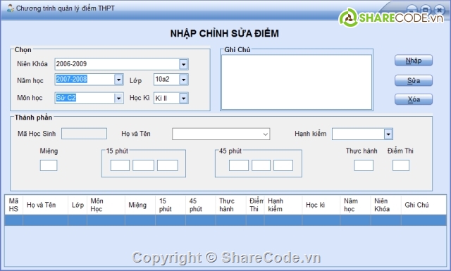 Đồ án,C#,Quản lý điểm,share,đồ án môn học,code quản lý điểm học sinh